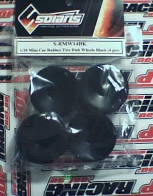 SOLARIS 1/10 Mini Car Rubber Tire Dish Wheels Black (4 pcs)