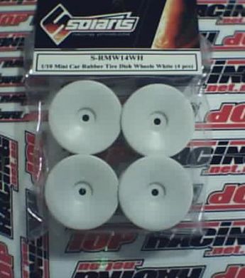 SOLARIS 1/10 Mini Car Rubber Tire Dish Wheels White (4 pcs)
