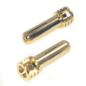 CERTIFIED ADJUSTABLE 5MM PURE COPPER GOLD PLATED BULLET CONNECTORS (2) MALES